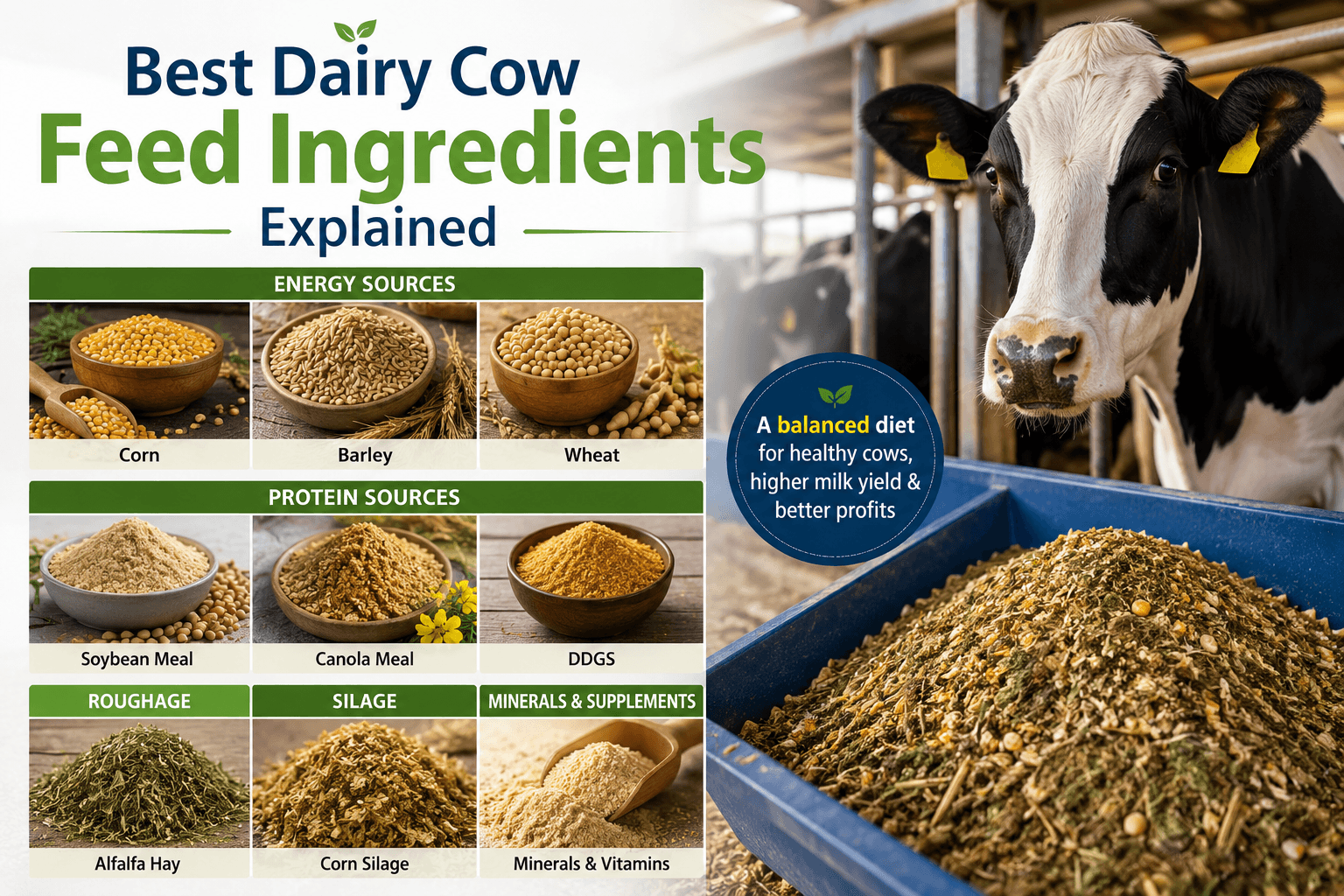 Read more about the article Best Dairy Cow Feed Ingredients Explained