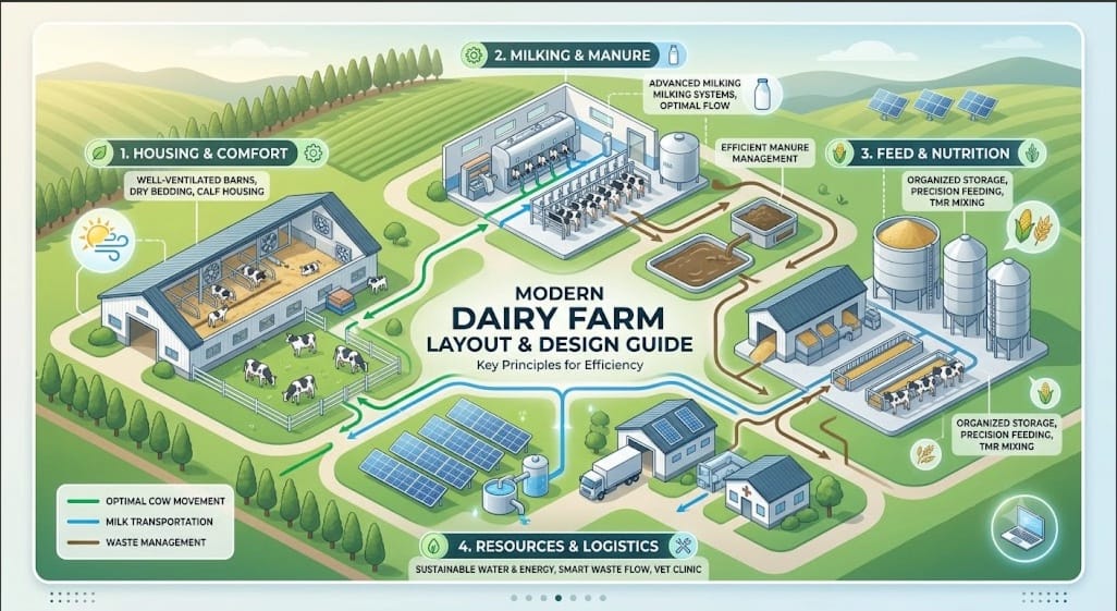 Read more about the article Dairy Farm Layout and Design Guide: How to Plan an Efficient Modern Farm