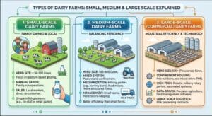 Read more about the article Types of Dairy Farms: Small, Medium & Large Scale Explained