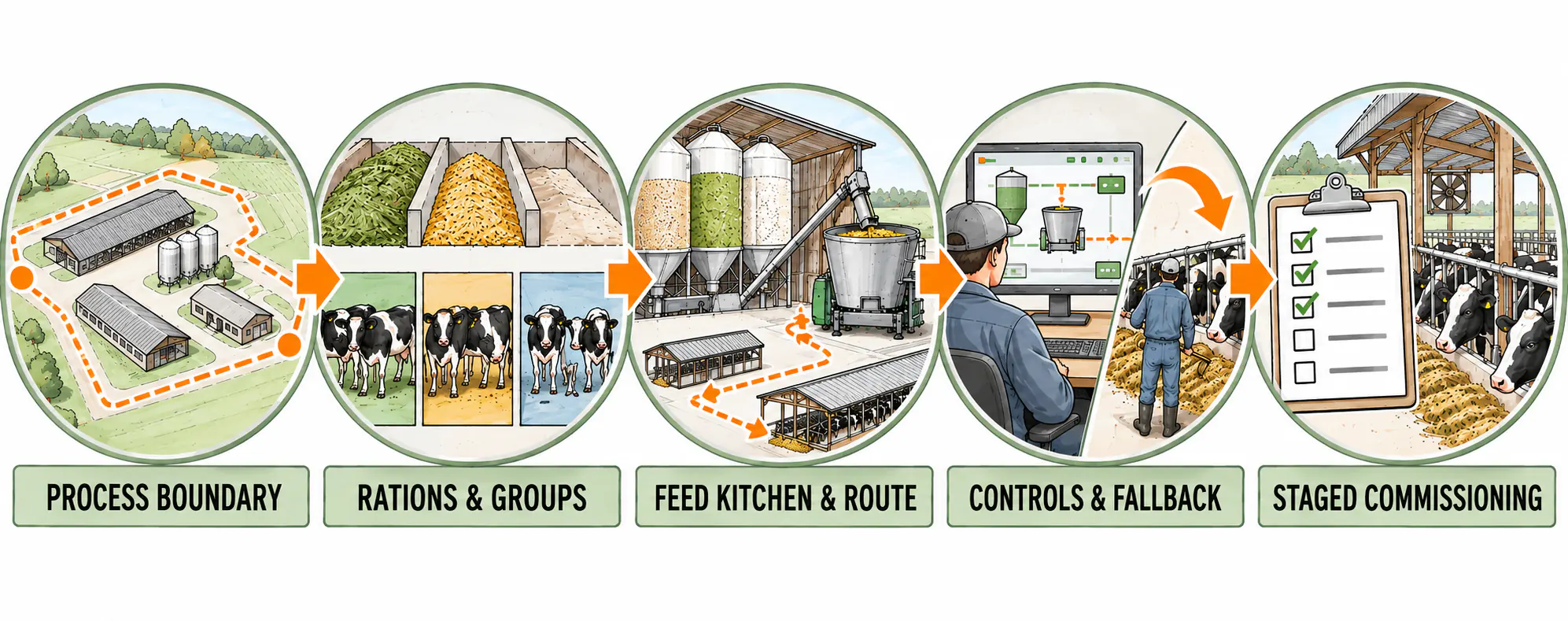 Automatic feeding system procurement and commissioning decision path